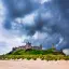 Northumbria, Bamburgh, Bamburgh Castle and beach